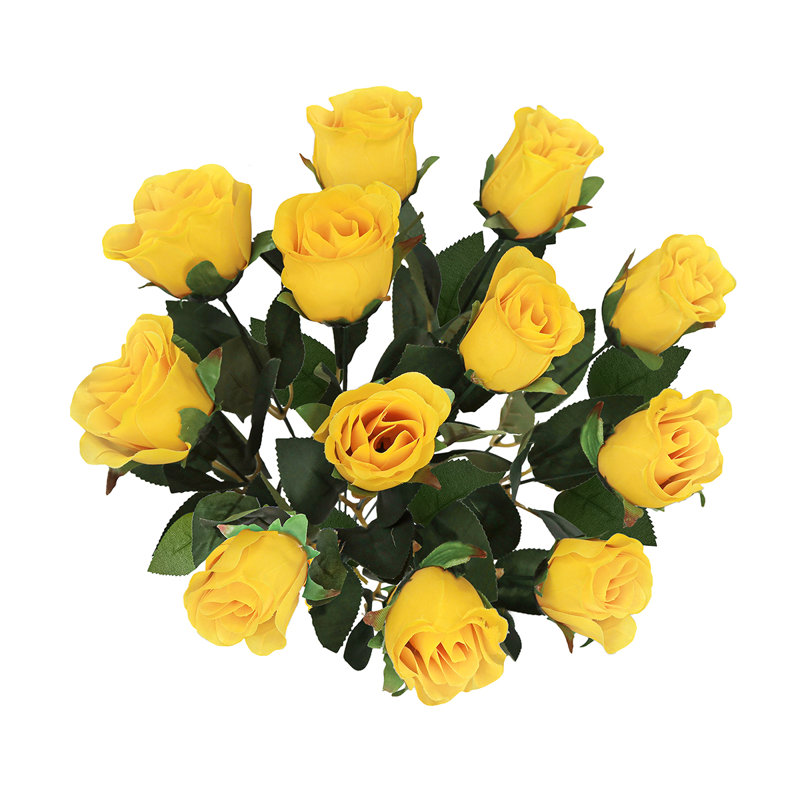 Bouquet de roses artificielles, Jaune
