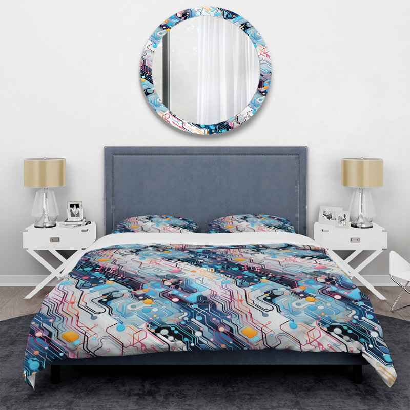 Ensemble de housse de couette Techno Matrix Futuristic Dreams Edm, Housse de couette pour grand lit et 2 taies décor