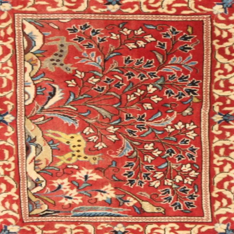 Tapis beige/noir/rouge traditionnel Shadowbrook, Carré 3 pi