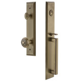 Fifth Avenue Handleset with Single Cylinder Deadbolt and Windsor Door Knob and Rosette