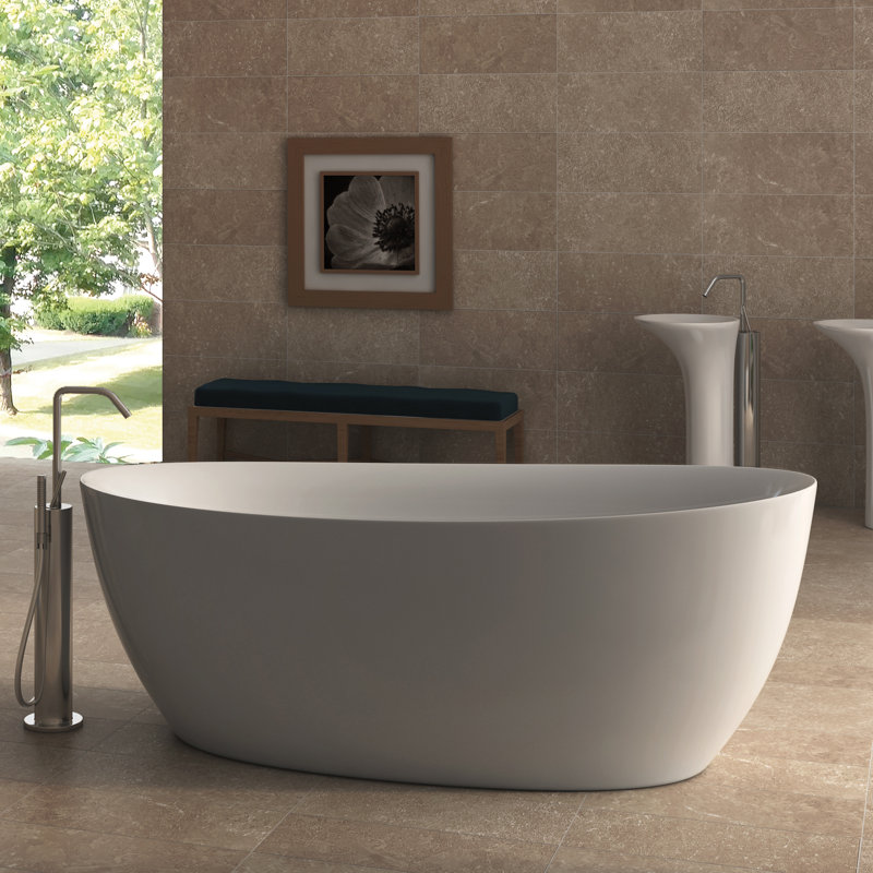 Muir 72" x 32" Freestanding Soaking Acrylic Bathtub, White