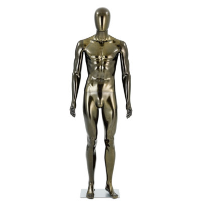 Male Mannequin Full Body Bronze - 74” Mannequin Dress Form Display With Adjustable Head And Arms,detachable Manikins Stand Metal Base (dull Polish)
