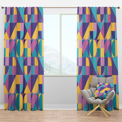 Panneau de rideau simple semi-diaphane avec passe-tringle Mid-Century Pastel I