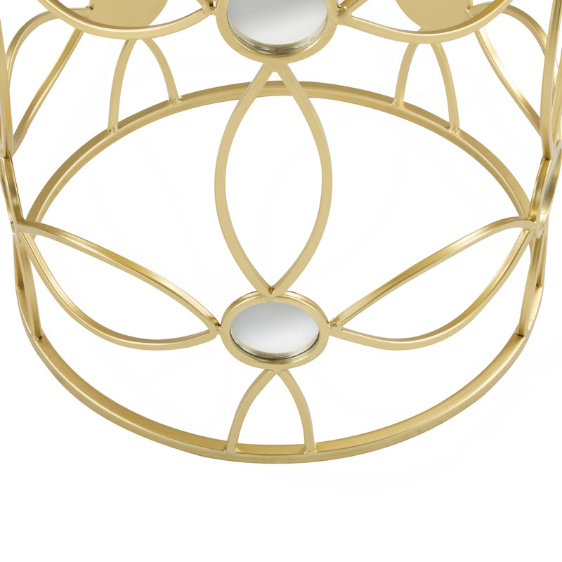 Cadre de table d'appoint moderne en métal + plateau miroir