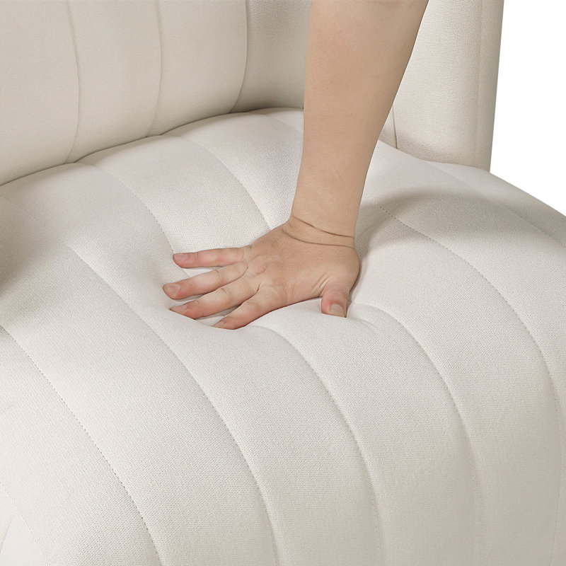 Chaise pivotante moderne rembourrée confort beige élégant meuble de salon 1 pièce Chaise de style contemporain à dossier demi-tonneau