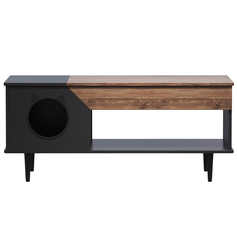 Table basse pour chat 45 po avec litière cachée pour chat, chaton de salon avec tiroir de rangement et salle de bain pour chat
