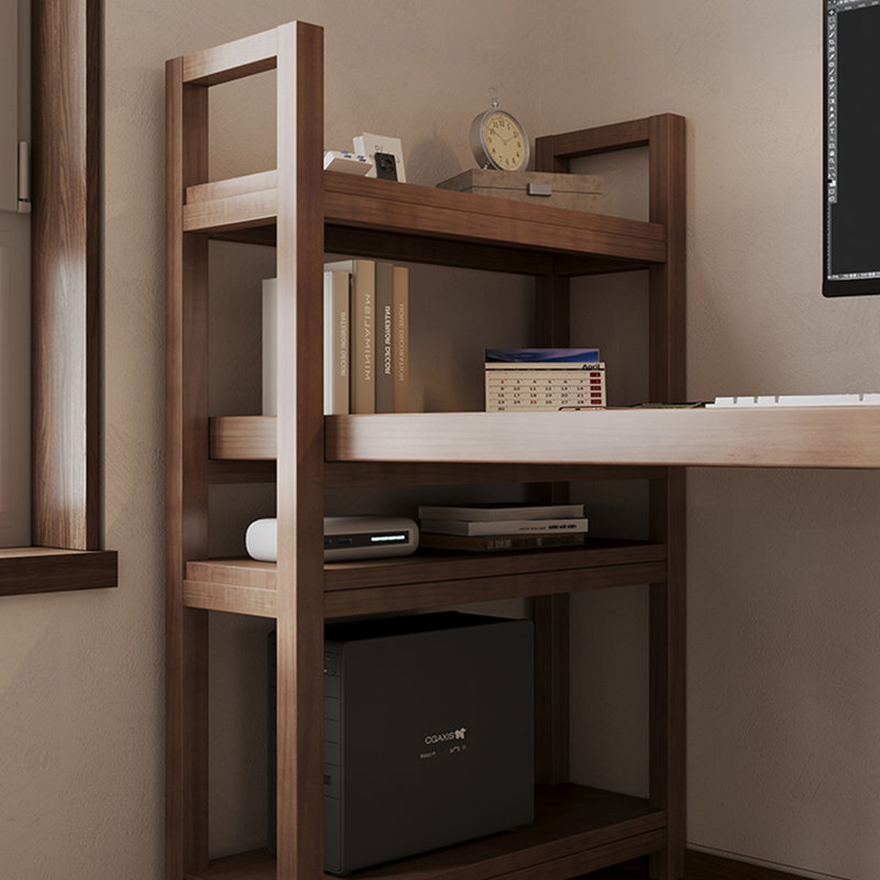 Bureaux rectangulaires en bois massif 78,74 "noyer, Retour à gauche, H 43,31 po x l 55,12 po x P 31,5 po