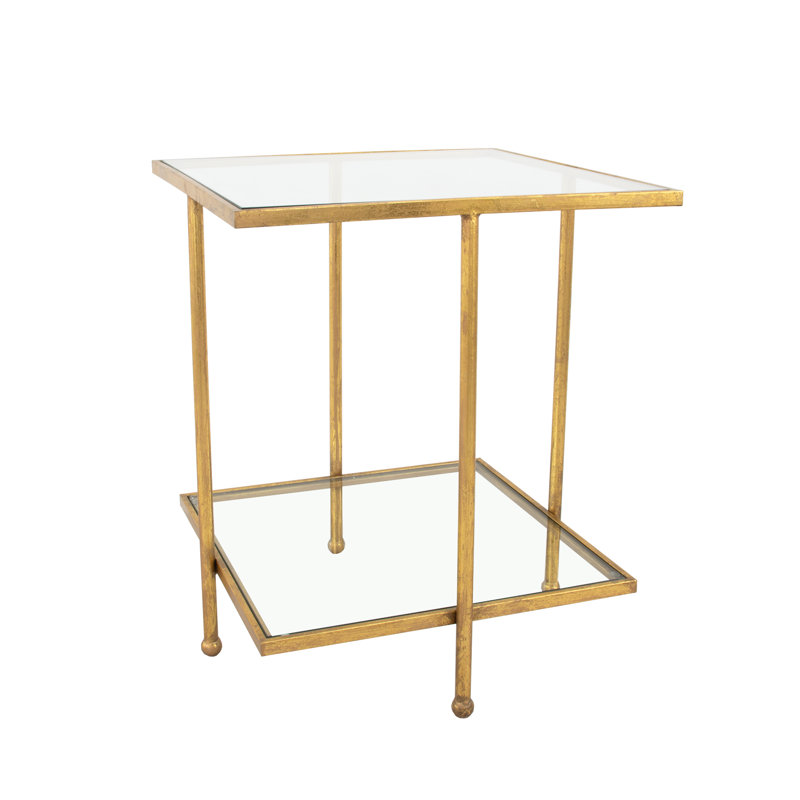 Romana End Table, Antiqued Gold Leaf