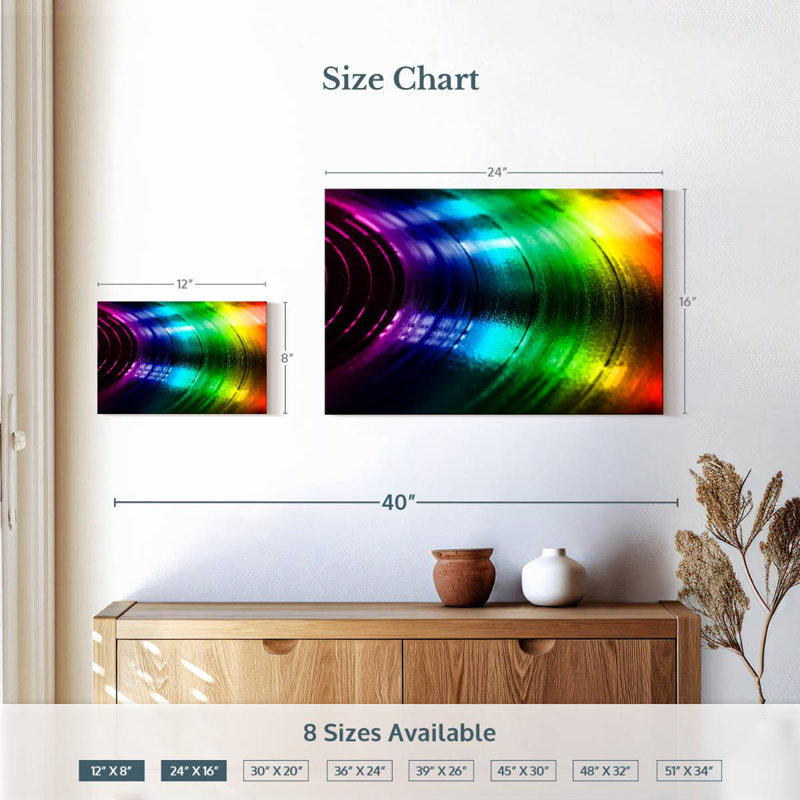 Abarca disque vinyle arc-en-ciel, H 16 po x l 24 po