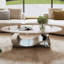 Table basse 49,2 "en faux marbre avec base en acier-2108755404