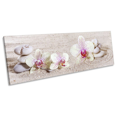 Zen Stones Spa Orchids - Wrapped Canvas Panoramic Print