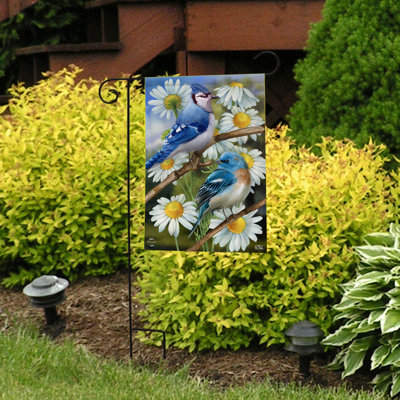 Drapeau de jardin oiseaux et marguerites