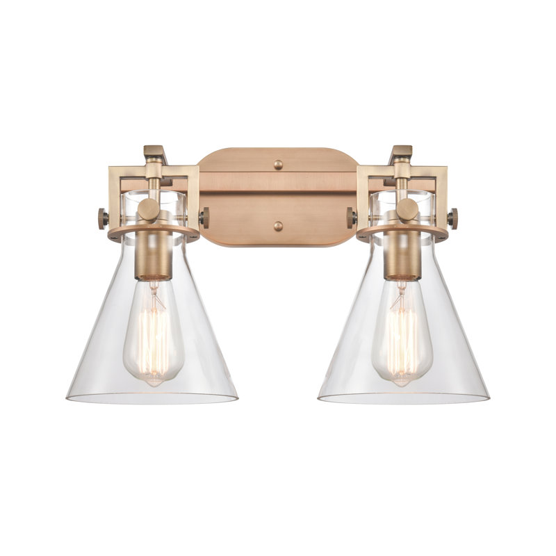 Éclairage pour meuble-lavabo à 2 lumières Shauna Cone 17 po, Laiton brossé, DEL