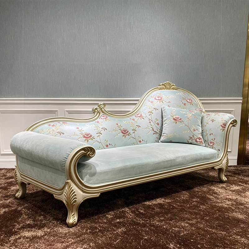 Fauteuil de princesse de 78,74 po en bois massif vert de style français
