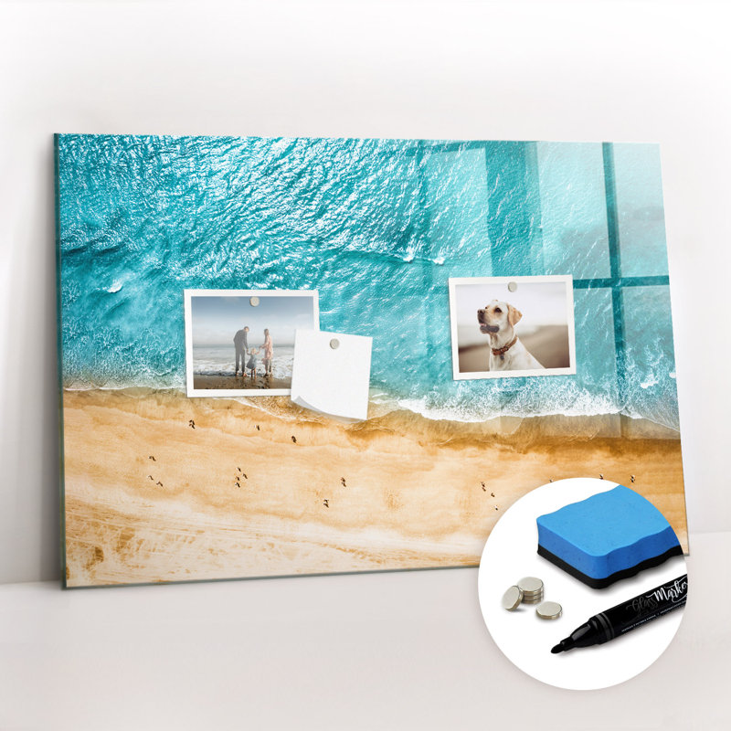 Magnetic Memo Board Whiteboard - 60 x 40 cm - Includes Marker and Magnets - Sea Beach People