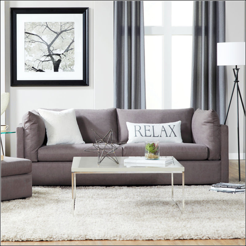 Pillow Back Fabric Sofa, Gris carbone