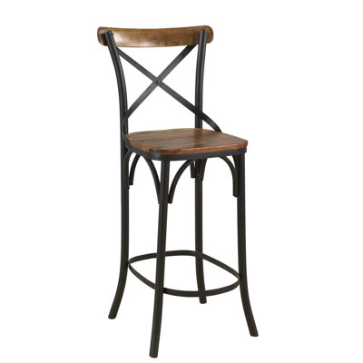 Chaise de bar 30 po en bois massif brun et noir