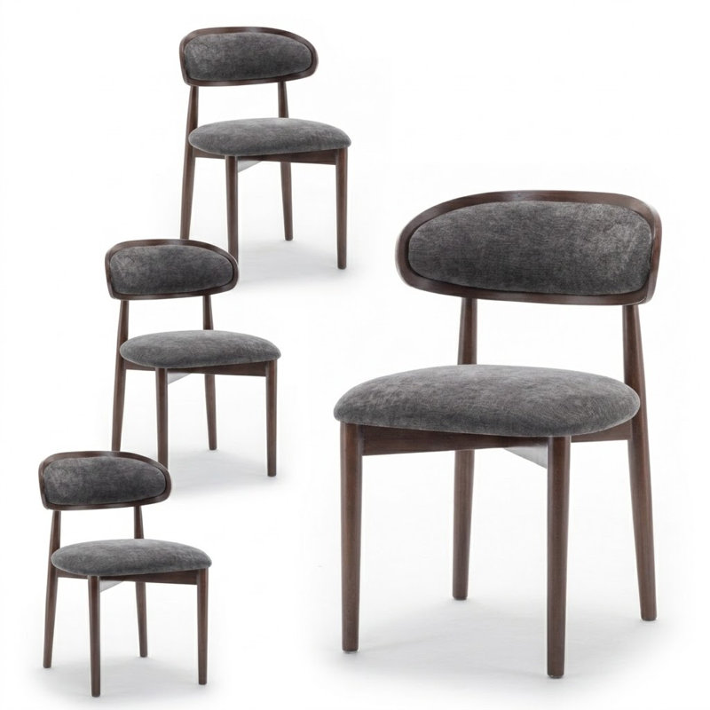 Chaise d'appoint rembourrée en bois massif, Dark Gray