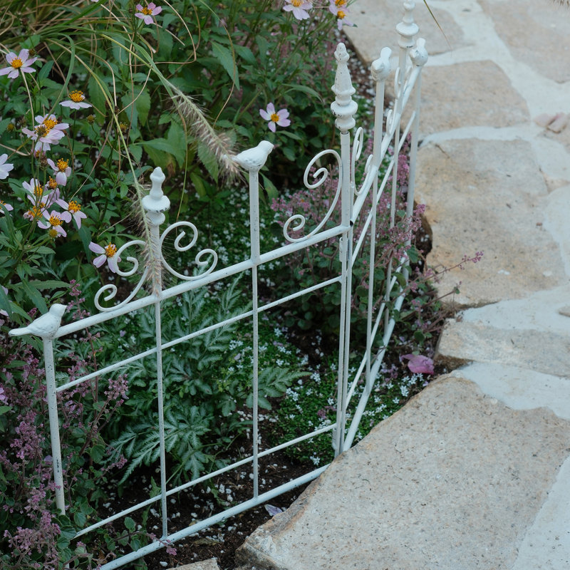 Vintage Distressed White Metal Garden Fence Panels