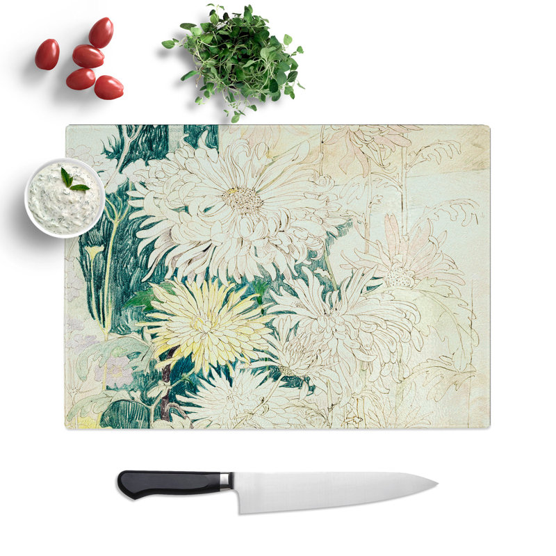 Chrysanthemums by theo Van Hoytema Chopping Board, 0.4cm H x 20cm W x 28.5cm L