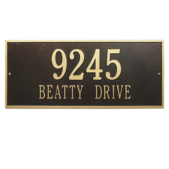 Plaque d'adresse murale sur 2 lignes Hartford, Bronze et doré, Oui