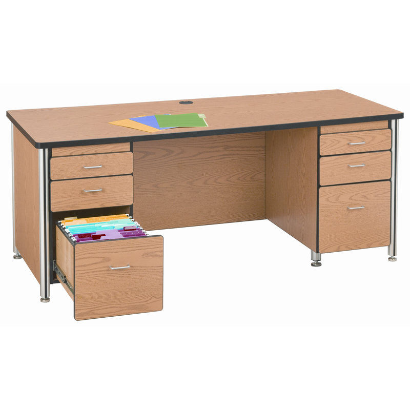 Bureau pour enseignant de 66 po avec 2 piédestaux Berries®, 66 po, Noir, Double piédestal