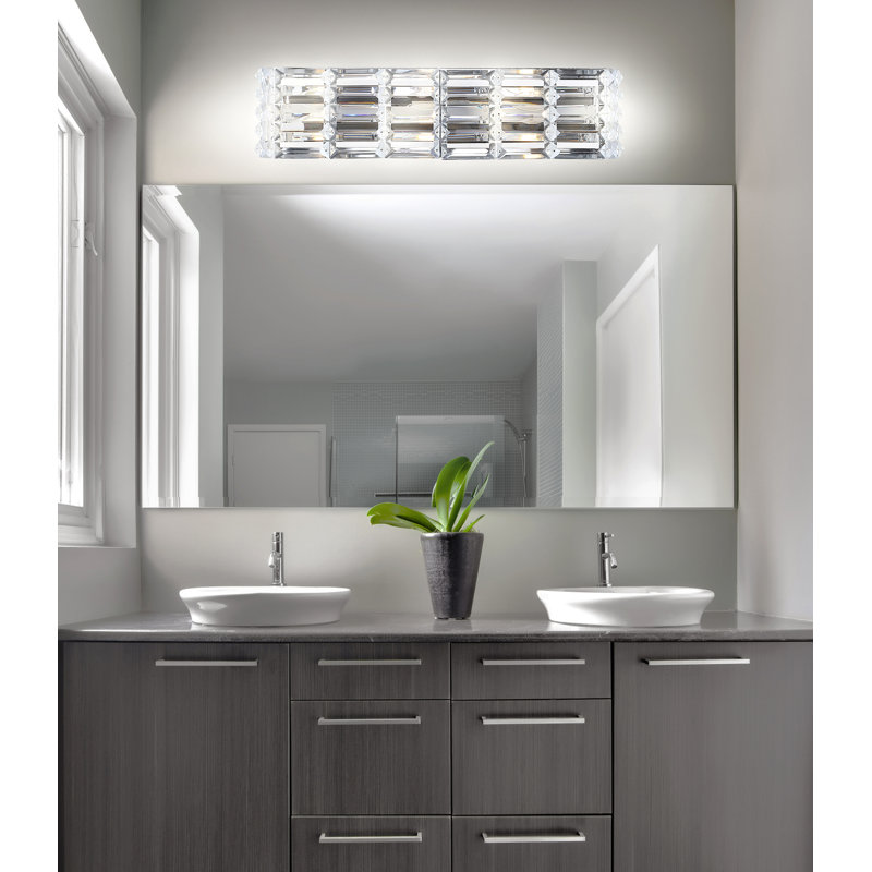  Soper Crystal Rectangle Iron/Crystal Glam Modern LED Vanity Light, 3