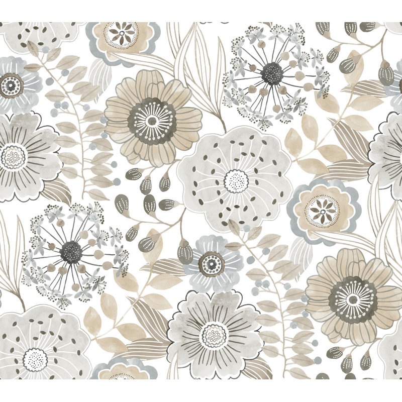 Papier peint artistique Bouquet neutre, Brun
