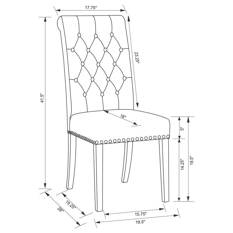 Ensemble de 2 chaises d'appoint rembourrées Alana, Espresso rustique, Beige