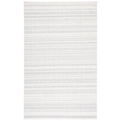 Earin Hand Woven Viscose/Wool Chevron Rug in Gray/Ivory