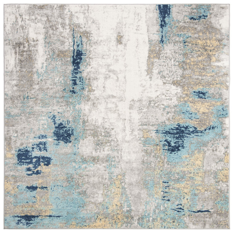 Zeke Abstract Grey/Blue Area Rug