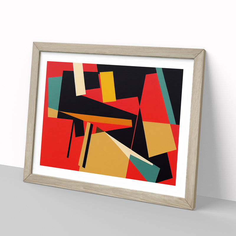 XH1022-8691X Suprematism Modern Art Vol.2 Abstract 1 Piece Single Picture Frame Painting, 46cm H x 64cm W x 2cm D, Oak