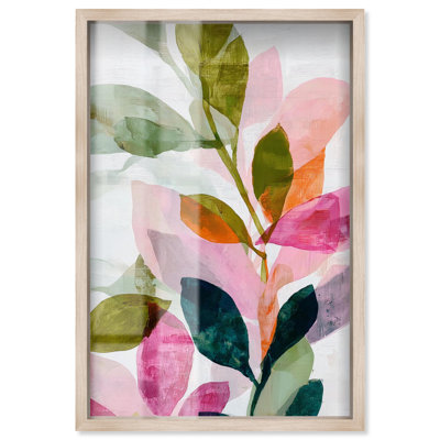 «Expressive Leaves I Shadowbox Print» par Art Remedy, cadre blond, 21 x 31