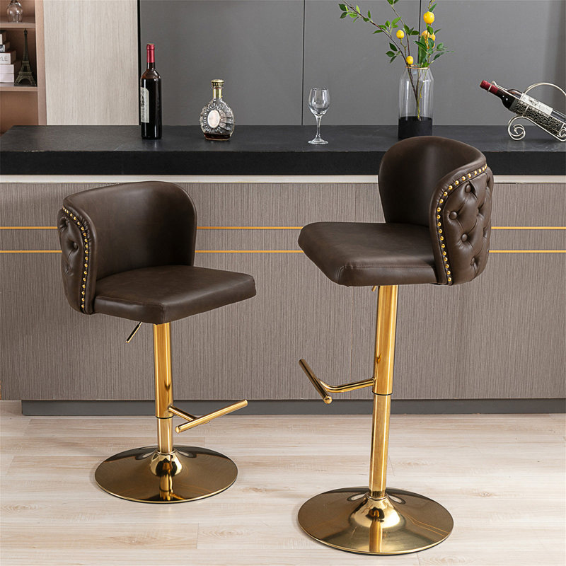 Tabourets de bar pivotants à hauteur réglable, tabourets de bar rembourrés en polyuréthane moderne, ensemble de 2