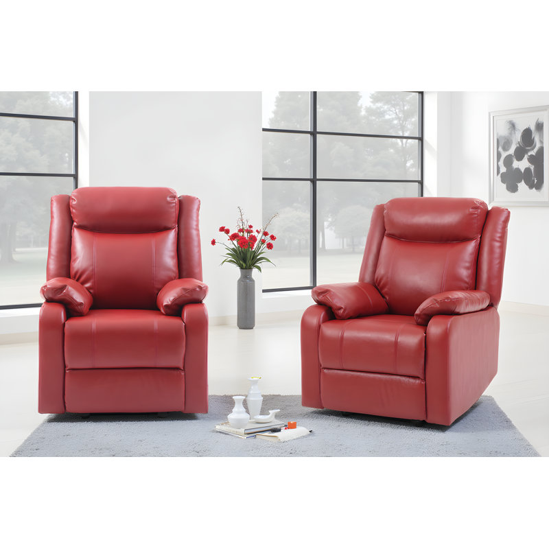 Amadora Faux Leather Rocker Recliner Set of 2, Red