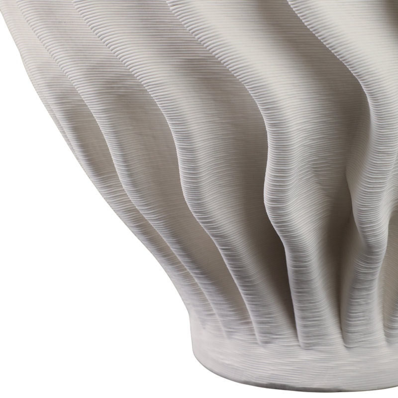 Porcelain Vase Sculptural Decorative Accent With Textured Wave Design Modern Organic Form Handcrafted Style Art-Inspired Ceramic Home Decor Statement Piece For Shelf Table Or Mantel Display