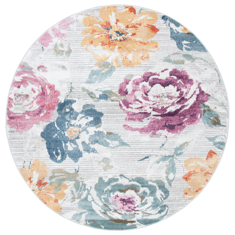 Gallois 900 Performance Floral Rug, Round 6'7"