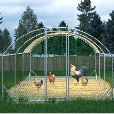 Large Metal Chicken Coop,Walk-in Poultry Cage,Chicken Run with Waterproof Cover,Outdoor Backyard Farm,Chicken Rabbits Duck Run Pen,Easy to Assemble An -  Tucker Murphy Pet™, C7BEDA7DDFDF47CFA9180776A127743F