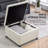 Fabric Upholstered Tufted Storage Ottoman, Flip Top Seat Lid With Metal Hinge And Eucalyptus Wood Frame-1573222982