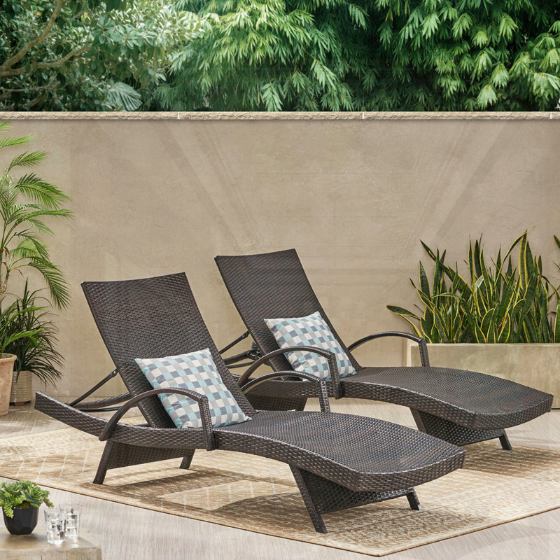 PE WICKER CHAISE LOUNGE, 1, Brown Multi