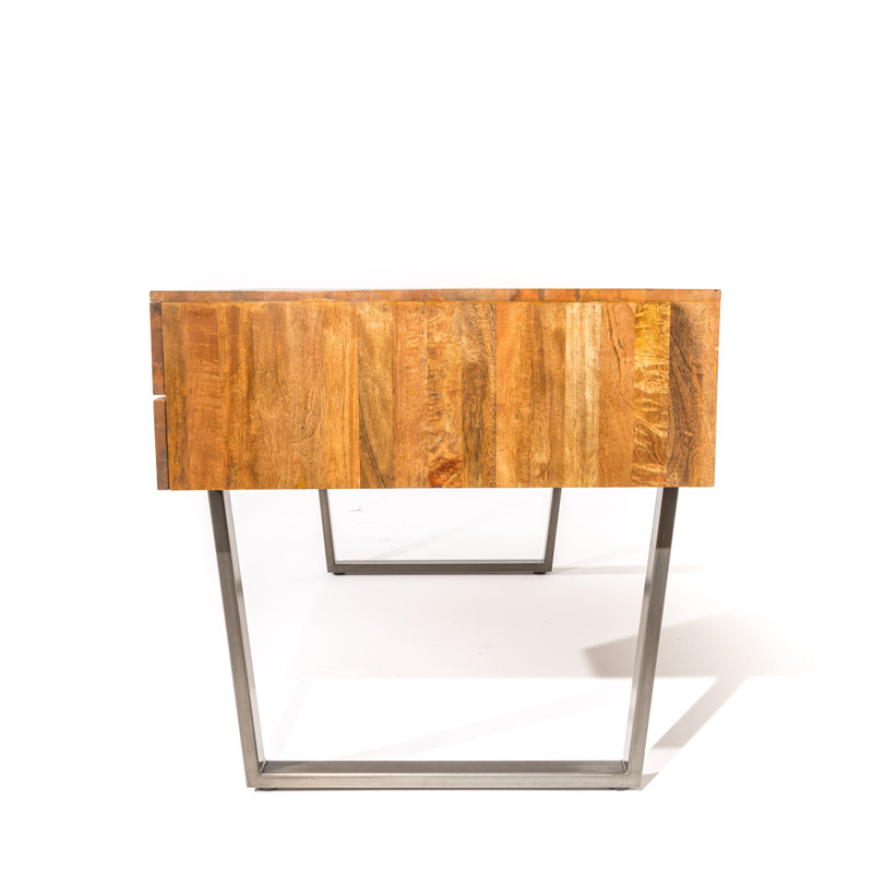 Harless Solid Wood Steel Writing Desk