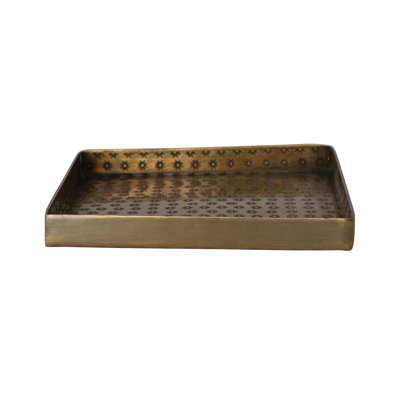 Plateau en aluminium embossé en laiton antique