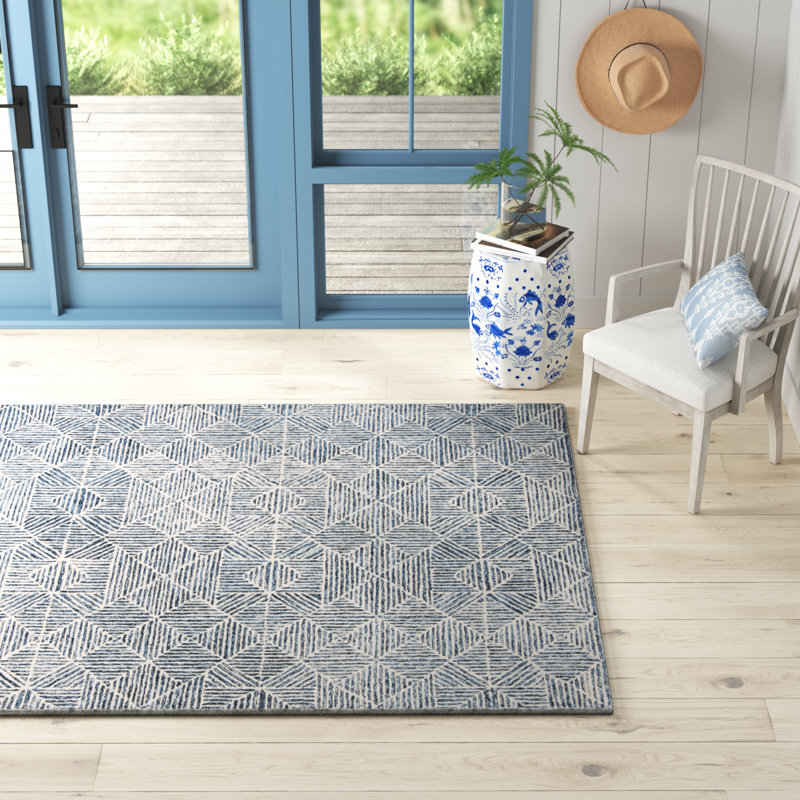 Geometric Hand Woven Area Rug, Rectangle 183 x 274 cm