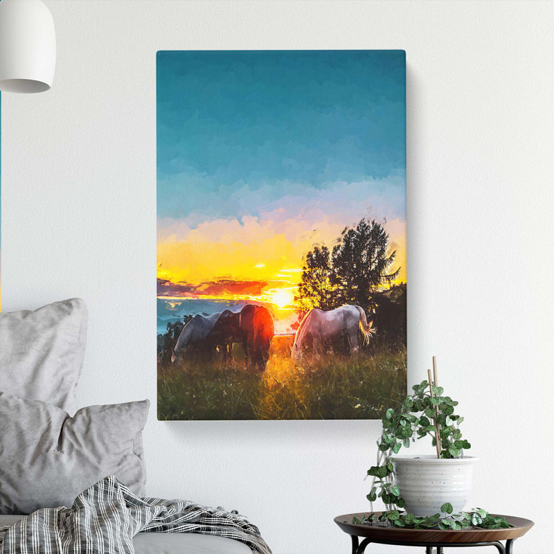 Sunrise Behind The Trees In Abstract - Wrapped Canvas Print, 76cm H x 50cm W x 3cm D