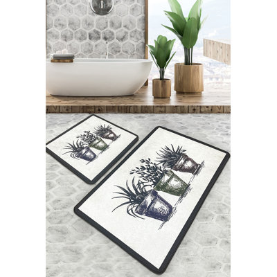 Ahoufe 2 Piece set Rectangle Bath Rug