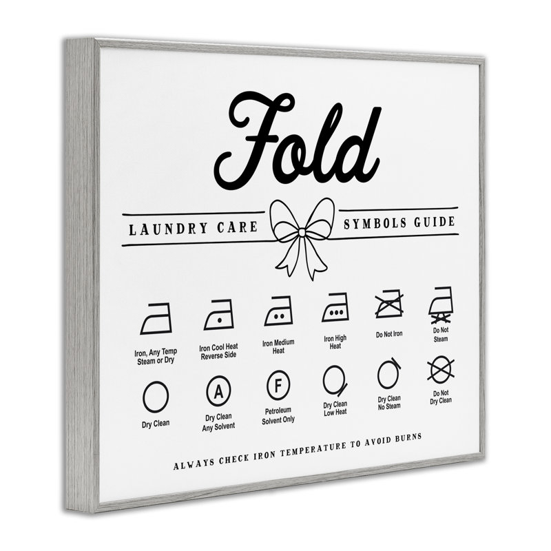 «Fold Laundry Symbols», giclée encadrée à détail de nœuds, design par lettré et doublé, H 11 po x l 14 po