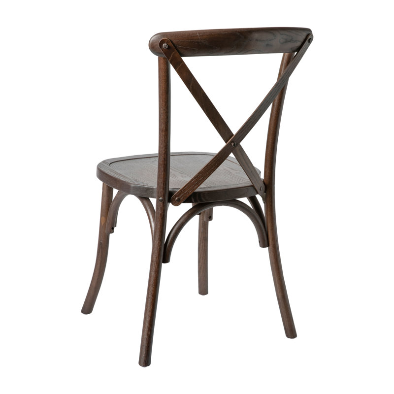 Arquit Stackable Cross-Back Wooden Bistro Chair, Mahogany, 2