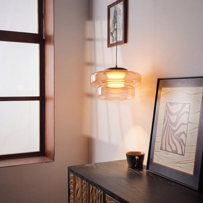 Modern 2-Tier Led Glass Pendant Light Rgb
