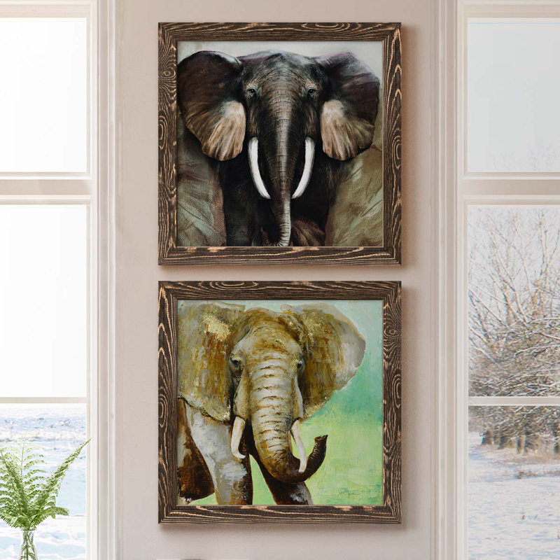 Majestic Encounter - Ensemble de 2 peintures sur toile encadrées, Cadre en érable, H 40 po x l 20 po x P 1,5 po