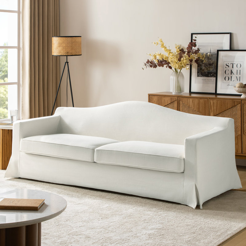Canapé à dossier incurvé de 83 po avec coussins décoratifs Wimberly, Blanc